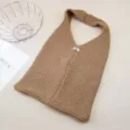 Bolso hobo de punto de color sólido para mujer, bolso de hombro de lana suave de invierno, marrón. - Caqui