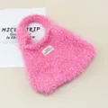 Borsa a mano in peluche lavorata a maglia rosa, borsa soffice carina per autunno e inverno stile. - rosa pesca