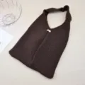 Einfarbige Strick Umhängetasche für Damen, lässige weiche Wolle Tragetasche, Herbst Winter Handtasche. - Kaffeebraun