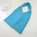 Blaues Strick-Umhängetasche für Damen, kuschelige Winter-Strick-Tragetasche Mode. - Seeblau