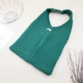 Dunkelgrüne Stricktasche für Damen, lässige Umhängetasche aus weichem Strickgewebe. - Aquablau