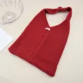 Einfarbige Strick-Tragetasche für Herbst und Winter, weiche rote Umhängetasche und Handtasche. - Weinrot