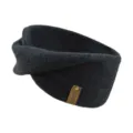 Dark grey mohair twist headband, soft knit winter ear warmer and stylish yoga hair band for women. - Black