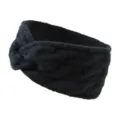 Schwarzes Strick Twist Stirnband für Damen, breites modisches Haarband und praktischer Ohrenwärmer. - Schwarz