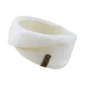 White mohair knitted cross headband warm ear warmer wide hair band for yoga daily wear - Cream