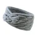 Graues gestricktes Twist Stirnband Winter warm Ohrenschuetzer breites Haarband Damen - Dunkelgrau