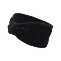 Bandeau tricote noir cache-oreilles en peluche hiver chaud accessoire de cheveux femme. - Noir
