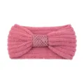Pink sequin knitted bow headband, warm fleece elastic hair band for winter daily wear. - Dusty Pink