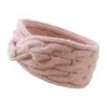 Rosa gestricktes Twist-Stirnband, breites Winter-Ohrenwärmer, gemütliches Yoga-Haarband. - Rosa