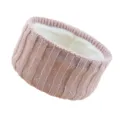 Thick ribbed knit fleece lined headband warm winter ear warmer hair accessories for women. - Pink