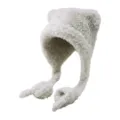 Pluche berenooren gebreide muts, winter warme fleece oorflappen beanie hoed voor outdoor. - Beige