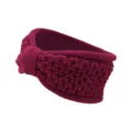 Bandeau tricoté bourgogne, chauffe-oreilles doublé en peluche, accessoire de nœud douillet. - Bordeaux