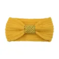 Yellow knitted headband with sequin bow knot, winter warm ear warmer hair accessory. - Yellow