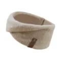 Oatmeal knitted mohair cross headband, soft warm ear warmer for winter daily wear. - Camel