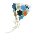 Elegante fascia per capelli con cofano floreale all'uncinetto sciarpa triangolare donna. - Stile Floreale / Blu Floreale