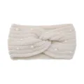 Fascia per capelli a treccia perla beige lavorata a maglia accessorio inverno caldo - Beige