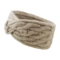 Gestricktes Zopfmuster Stirnband Winter warm breiter Ohrenschutz Yoga Haarband - Camel