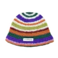 Handmade colorful crochet bucket hat cozy knit cap casual striped fisherman hat stylish headwear - Colorful