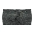 Dark grey knitted twist headband for women, wide elastic hair band for yoga, sports and daily use. - Black