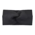 Schwarzes gestricktes Twist-Stirnband weiches Pluesch breites Haarband Yoga Sport Stirnband - Schwarz