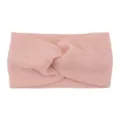 Pink knitted twist headband, elastic wide hair band for yoga, sports and daily face washing. - Pink