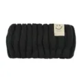 Black Knit Headband with Smiley Tag, Retro Winter Warm Hair Band for Yoga Face Washing. - Black