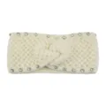 Gebreide strass twist haarband variante, warme winter haaraccessoire in beige kleur. - crème