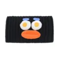 Lustiges Strick-Stirnband mit großen Augen und orangefarbenem Mund für Make-up und Yoga. - Schwarz
