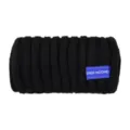 Bandeau de sport en tricot côtelé noir avec étiquette pour le yoga et le lavage du visage. - Noir