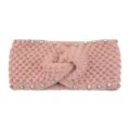 Roze gebreide strass twist hoofdband warme oorbescherming haarband voor dames - Roze