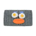 Lustiges graues Strick Stirnband mit grossen Augen Pluesch Haarband fuer Yoga Alltag - Grau