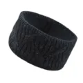 Black Knit Headband with Silver Threads Fleece Lined Winter Warm Thickened Hair Band - Black