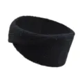 Black knitted twist headband ear warmer cozy winter hairband yoga face wash wide hair hoop - Black