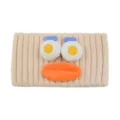 Lustiges Strick-Haarband mit großen Augen und orangefarbenen Lippen, weich und bequem. - Beige