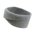 Grey knitted twist headband for women, wide winter ear warmer, cozy yoga hair accessory. - Medium Grey
