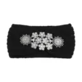 Black knitted headband with sparkling rhinestone snowflake decoration. Cozy winter fashion hair accessory. - Snowflake Rhinestone Style / 10Pcs / Black