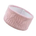 Pink knitted fleece-lined wide headband winter warm ear warmer hair accessory soft - Pink