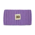 Fascia lavorata a maglia viola con etichetta ricamata numero 33, ampia fascia a coste comoda. - Viola