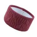 Knitted fleece-lined winter headband with metallic silver thread, warm ear warmer for women. - Red