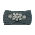 Grey knit rhinestone headband, sparkly crystal flower hair band for women and daily wear. - Snowflake Rhinestone Style / 10Pcs / Dark Gray