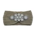Fascia per capelli in maglia con strass inverno caldo cerchietto retro incrociato moda - Stile Strass Fiocco di Neve / 10 Pezzi / Kaki