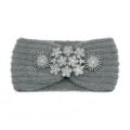 Fascia per capelli in maglia grigia con strass, accessorio fiore di cristallo per donna. - Stile Strass Fiocco di Neve / 10 Pezzi / grigio medio