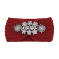 Fascia per capelli in maglia rossa con decorazione di fiori di strass scintillanti, vintage. - Stile Strass Fiocco di Neve / 10 Pezzi / Bordeaux