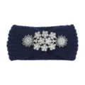 Fascia per capelli in maglia con strass invernale calda blu scuro accessorio per capelli retro - Stile Strass Fiocco di Neve / 10 Pezzi / Blu navy