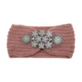 Fascia per capelli in maglia con strass da donna, comoda fascia invernale con decoro di cristalli. - Stile Strass Fiocco di Neve / 10 Pezzi / Rosa loto