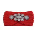 Fascia per capelli in maglia rossa con strass per donna, elegante fascia a coste per yoga e uso. - Stile Strass Fiocco di Neve / 10 Pezzi / Rosso