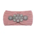 Fascia in maglia rosa con strass fascia invernale calda retrò yoga viso lavaggio accessorio - Stile Strass Fiocco di Neve / 10 Pezzi / Rosa Nebbia
