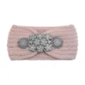 Fascia in maglia rosa con scintillanti fiori di strass, accessorio per capelli elegante e comodo. - Stile Strass Fiocco di Neve / 10 Pezzi / Rosa Gambero