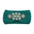 Fascia per capelli in maglia verde scuro con strass copricapo caldo yoga lavaggio viso accessorio - Stile Strass Fiocco di Neve / 10 Pezzi / Blu Aqua