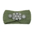 Fascia in maglia verde oliva con strass invernale calda accessori capelli cristallo - Stile Strass Fiocco di Neve / 10 Pezzi / Verde Sottaceto